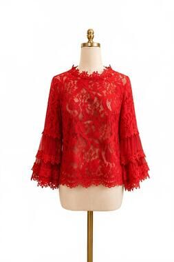 NEW FOR HER women's lace and grace top in red